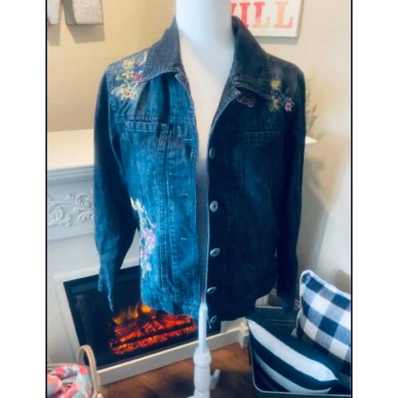 Women’s Jean Jacket - Floral Denim Jacket - size small - Picture 1 of 6